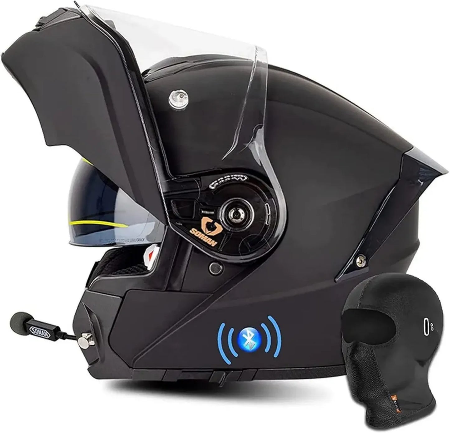 Casque Moto Bluetooth Modulable Homologué ECE avec Double Visière pour Homme et Femme