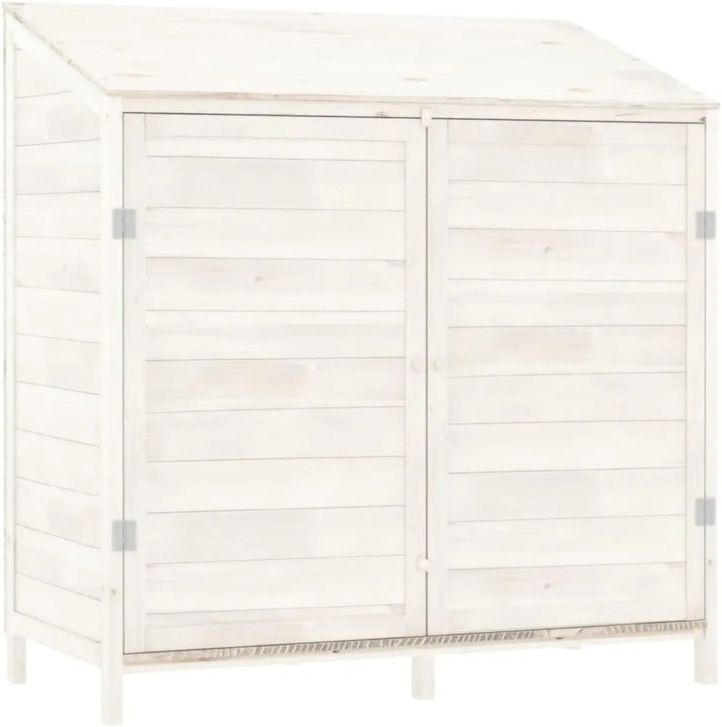 Armoire de Jardin en Bois de Sapin Blanc, 102x52x112 cm, Rangement Extérieur Solide