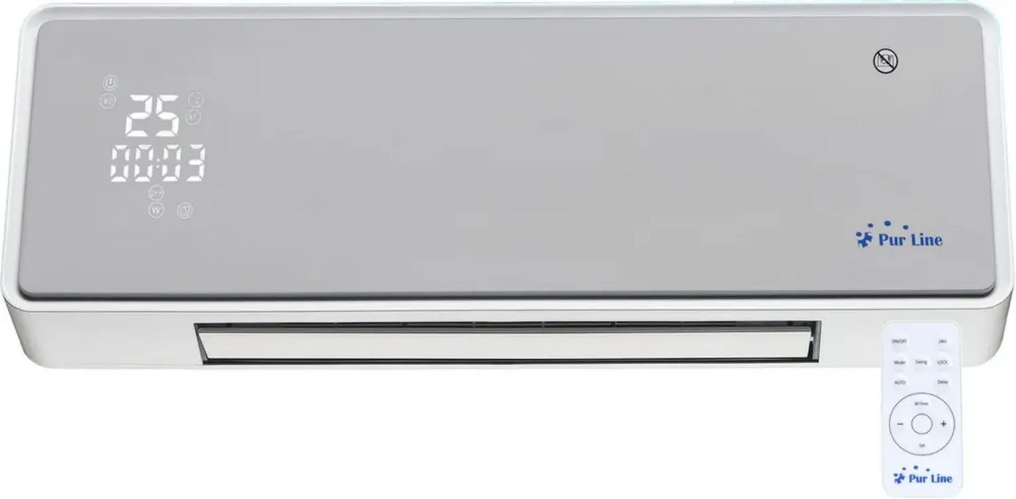 Chauffage Mural Céramique PURLINE HOTI M80, 2000W avec Télécommande et Minuterie, IP Protégé pour Salles de Bains